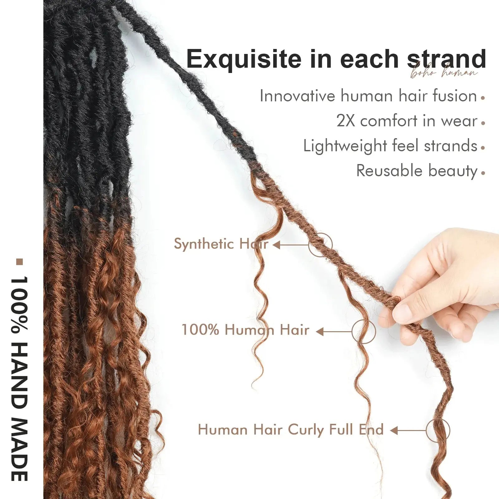 Toyotress Boho Locs With Human Hair Curls Pre Looped Goddess Boho Dreadlocks Curly Full Ends Hair Extensions